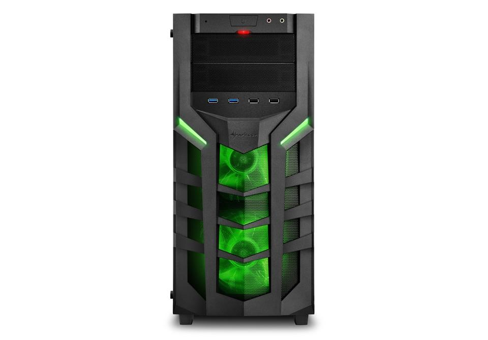 Caja de PC - Sharkoon DG7000-G, ATX Midi-Tower, 3 ventiladores, Iluminación, Verde