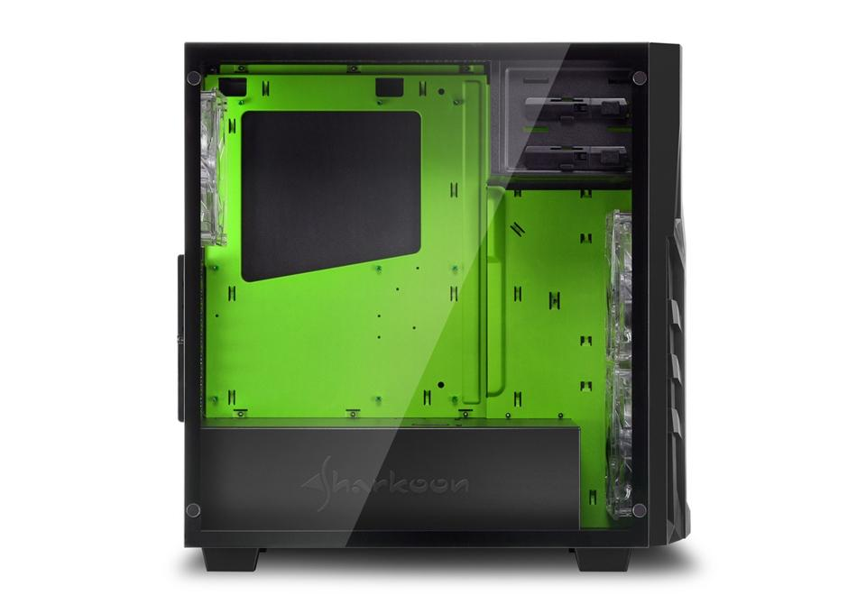 Caja de PC - Sharkoon DG7000-G, ATX Midi-Tower, 3 ventiladores, Iluminación, Verde