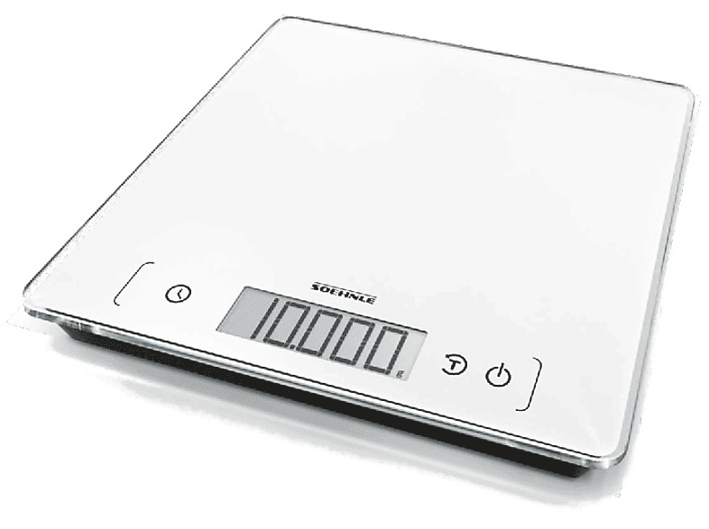 Balanza de cocina - Soehnle Page Comfort 400, 10 Kg, Diseño ultraplano, LCD, Blanco
