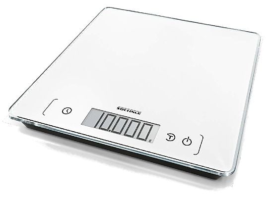 Balanza de cocina - Soehnle Page Comfort 400, 10 Kg, Diseño ultraplano, LCD, Blanco