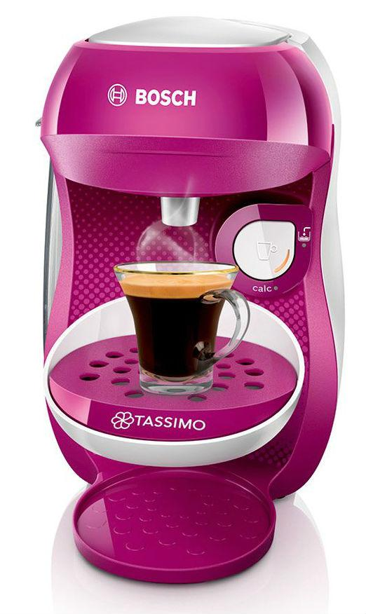 Cafetera - Bosch Tassimo TAS1001 HAPPY, 1400 W, 0.7 L, Rosa