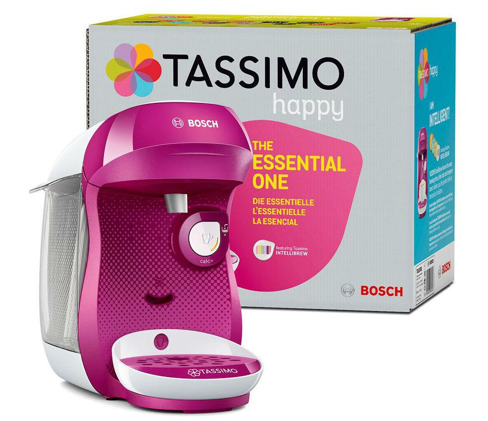 Cafetera - Bosch Tassimo TAS1001 HAPPY, 1400 W, 0.7 L, Rosa