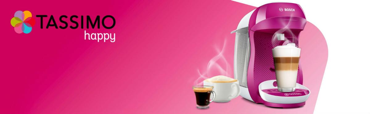 Cafetera - Bosch Tassimo TAS1001 HAPPY, 1400 W, 0.7 L, Rosa