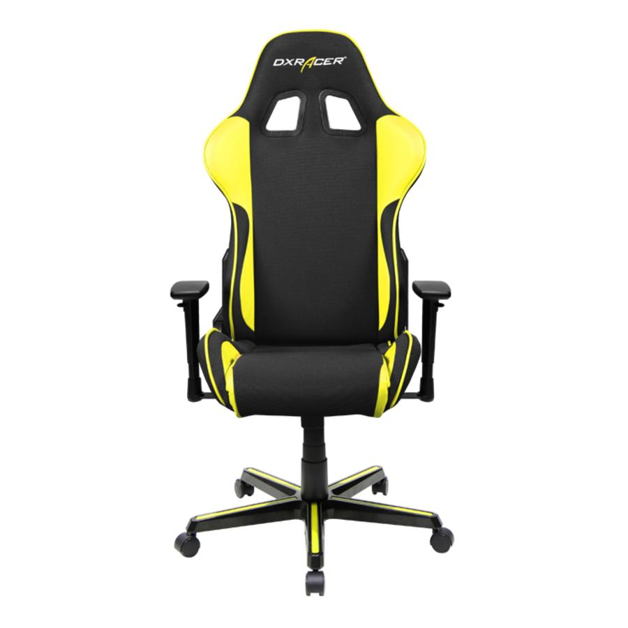 Silla gaming - DXRacer OH/FH11/NY (Serie Formula), Cojines, Respaldo Inclinable, Negra y Amarillo