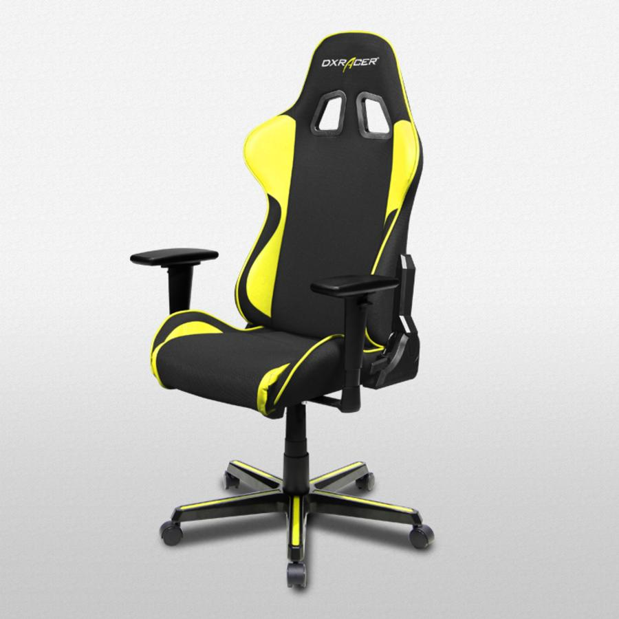 Silla gaming - DXRacer OH/FH11/NY (Serie Formula), Cojines, Respaldo Inclinable, Negra y Amarillo