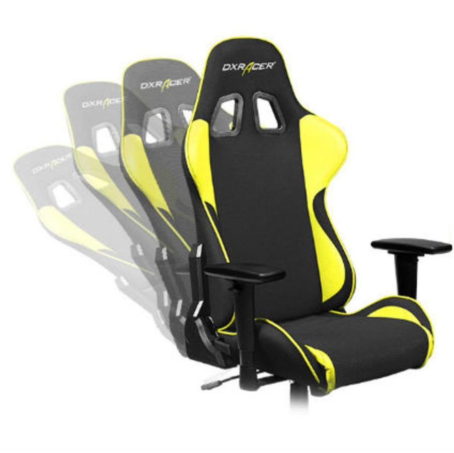 Silla gaming - DXRacer OH/FH11/NY (Serie Formula), Cojines, Respaldo Inclinable, Negra y Amarillo