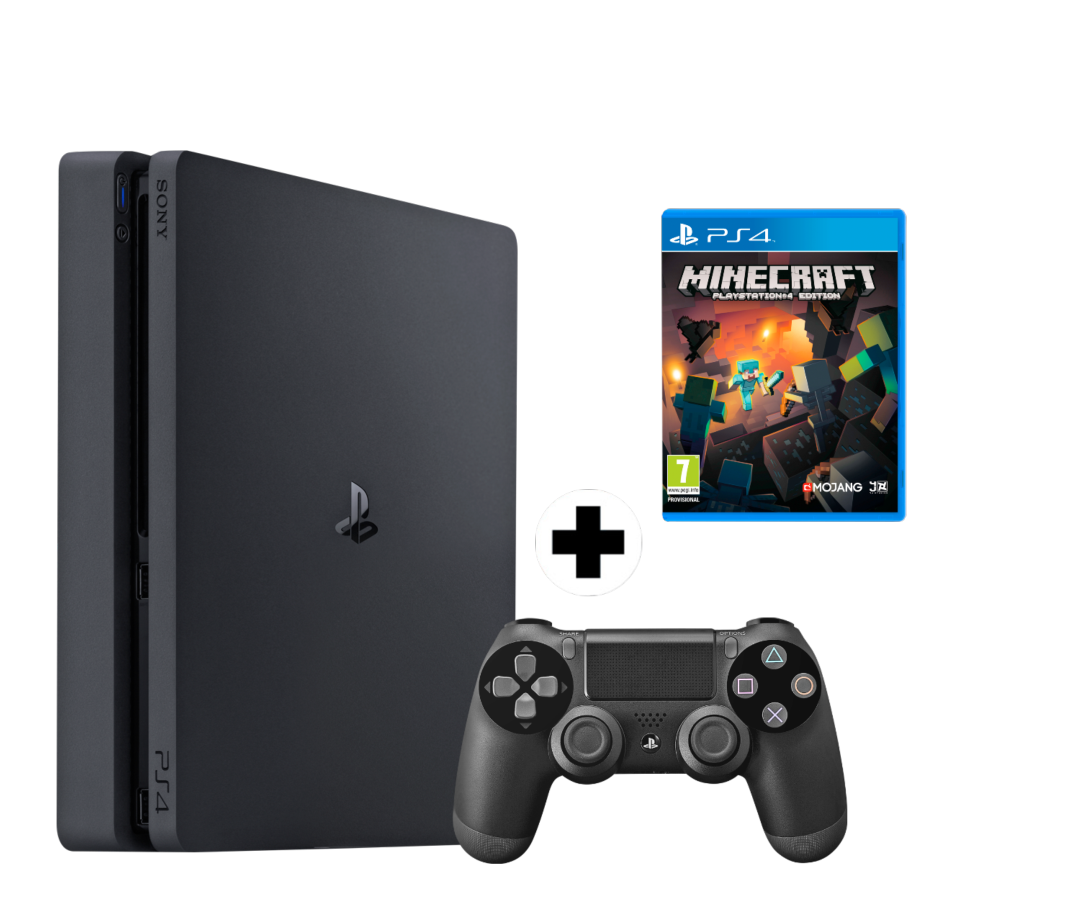 Consola - Sony PS4 Slim Negra, 500Gb, DualShock 4 + Minecraft