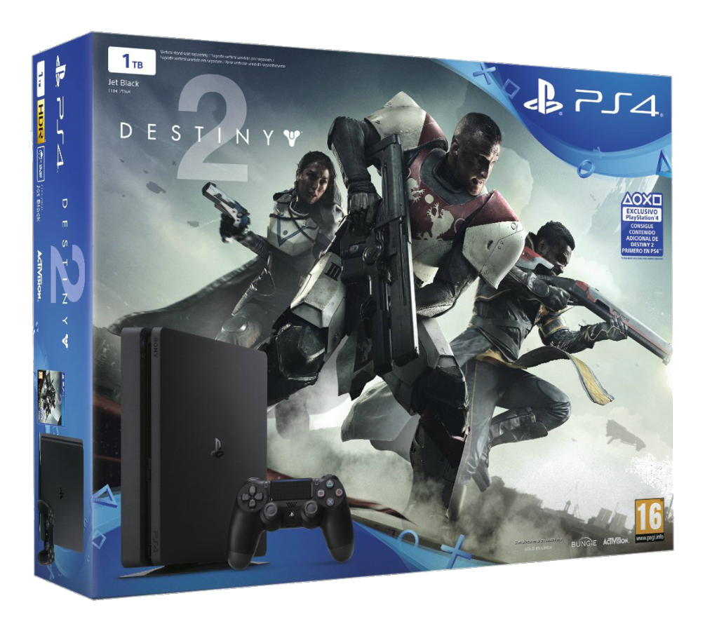 Consola - Sony PS4 Slim Negra, 1TB + Destiny 2