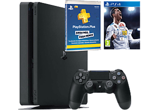Consola - Sony PS4 Negra 1 TB + FIFA 18 + PSN 14 días