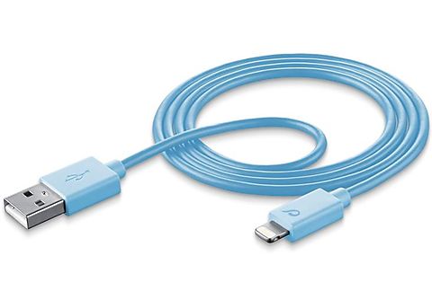 Cable USB - CellularLine USBDATAMFISMARTB, 1m, USB A Lightning, Azul