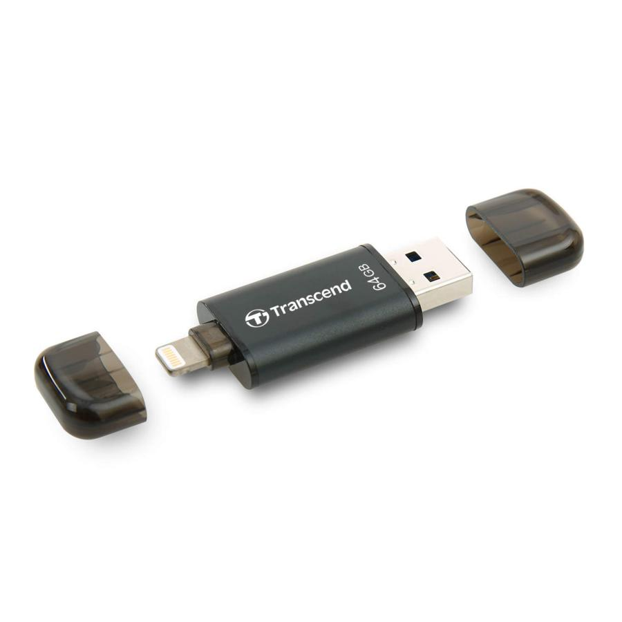 Pendrive de 64GB - Transcend JetFlash Go 300, USB 3.0 (3.1 Gen 1), Tipo A, Negro