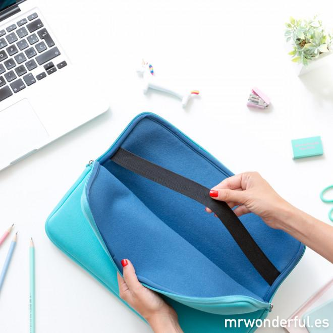 Funda para portátil - Mr. Wonderful, 15,6", Tengo batería para rato, Azul