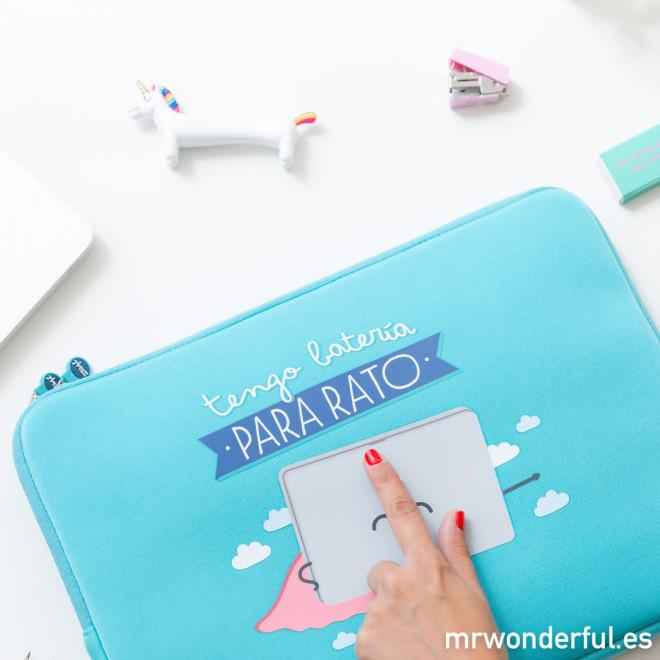 Funda para portátil - Mr. Wonderful, 15,6", Tengo batería para rato, Azul
