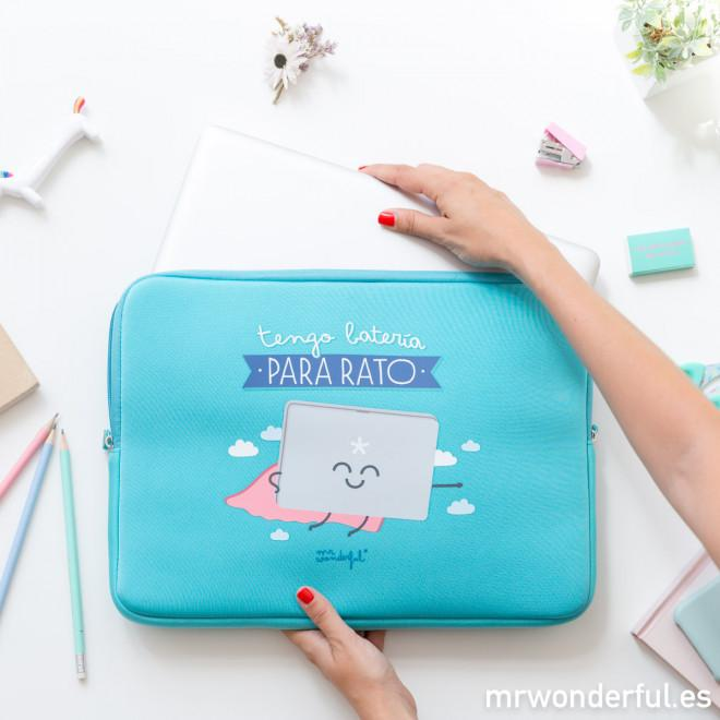 Funda para portátil - Mr. Wonderful, 15,6", Tengo batería para rato, Azul