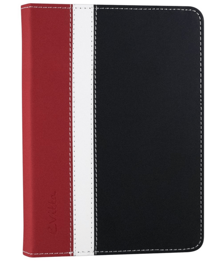 Funda eBook - E-vitta Booklet, Iinterior aterciopelado, 6 pulgadas, Rojo, Blanco y Negro