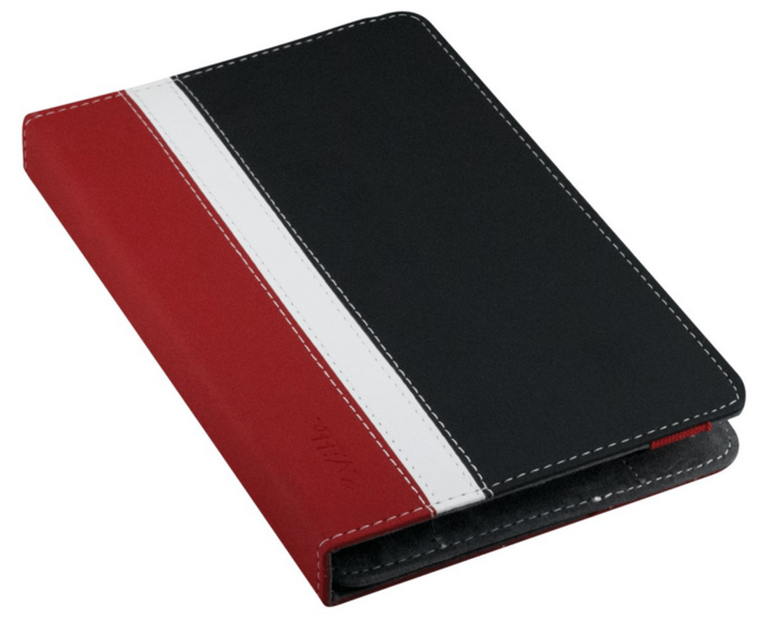 Funda eBook - E-vitta Booklet, Iinterior aterciopelado, 6 pulgadas, Rojo, Blanco y Negro