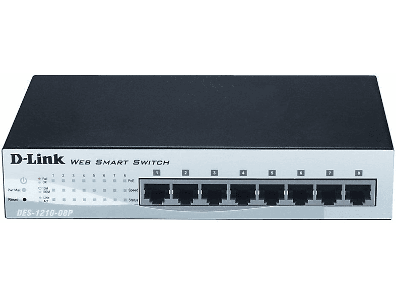 D-Link DES 1210 | Conmutador - Gestionado - 8 x 10/100 (PoE) - sobremesa - PoE