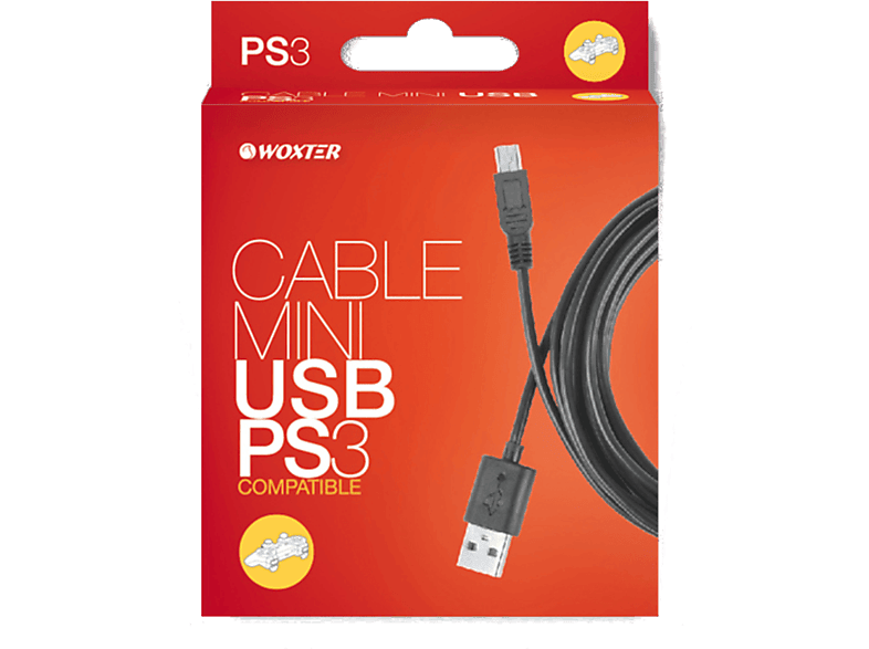 Cable Woxter W8019, Para PS3, Mini USB, Negro