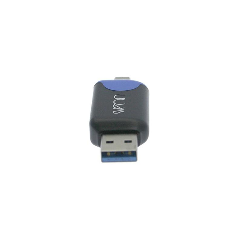 Lector de tarjetas - Sveon SCT209, Micro USB, USB 3.0, Tarjeta SD, Micro SD y SDXC, Azul y negro