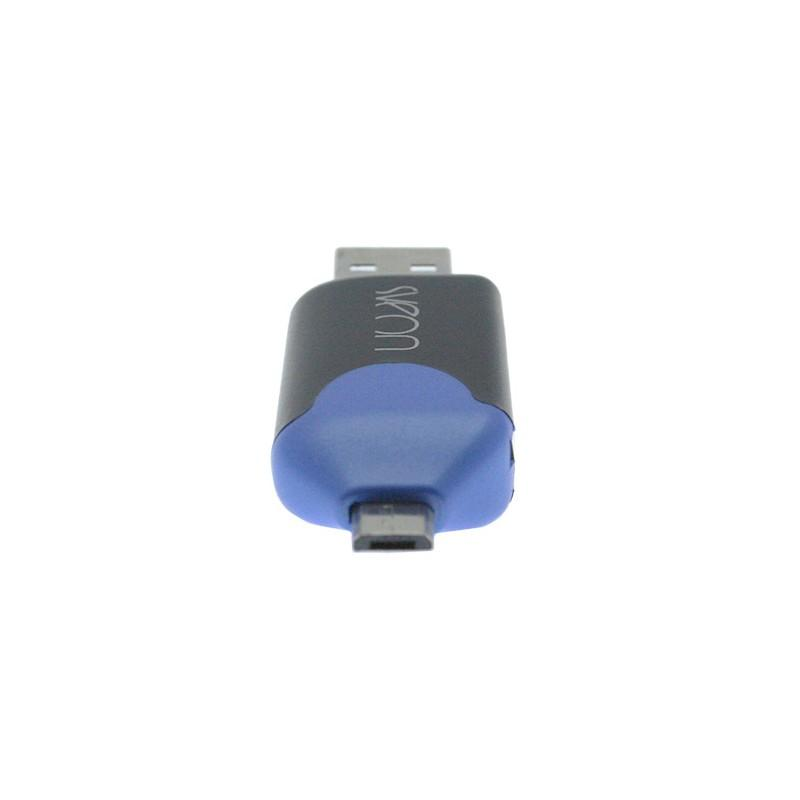 Lector de tarjetas - Sveon SCT209, Micro USB, USB 3.0, Tarjeta SD, Micro SD y SDXC, Azul y negro