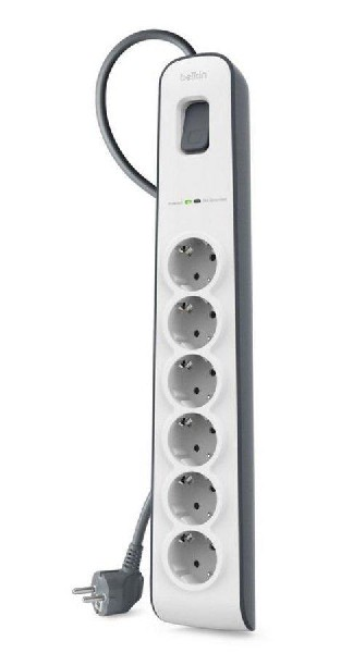 Regleta de 6 tomas - Belkin BSV603VF2M, 2 metros, protección sobretensiones