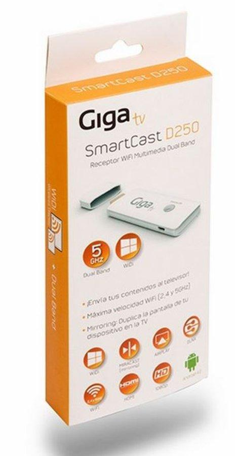 Receptor Wi-Fi multimedia - GigaTV Smartcast D250, blanco, HDMI, mini stick