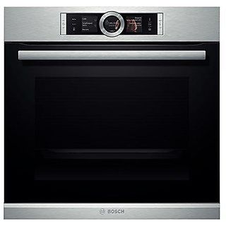 Horno a vapor - Bosch HSG636BS1, Cocción vapor, 12 funciones, Multifunción, Motor EcoSilence, 71 L, 60 cm, Cristal negro