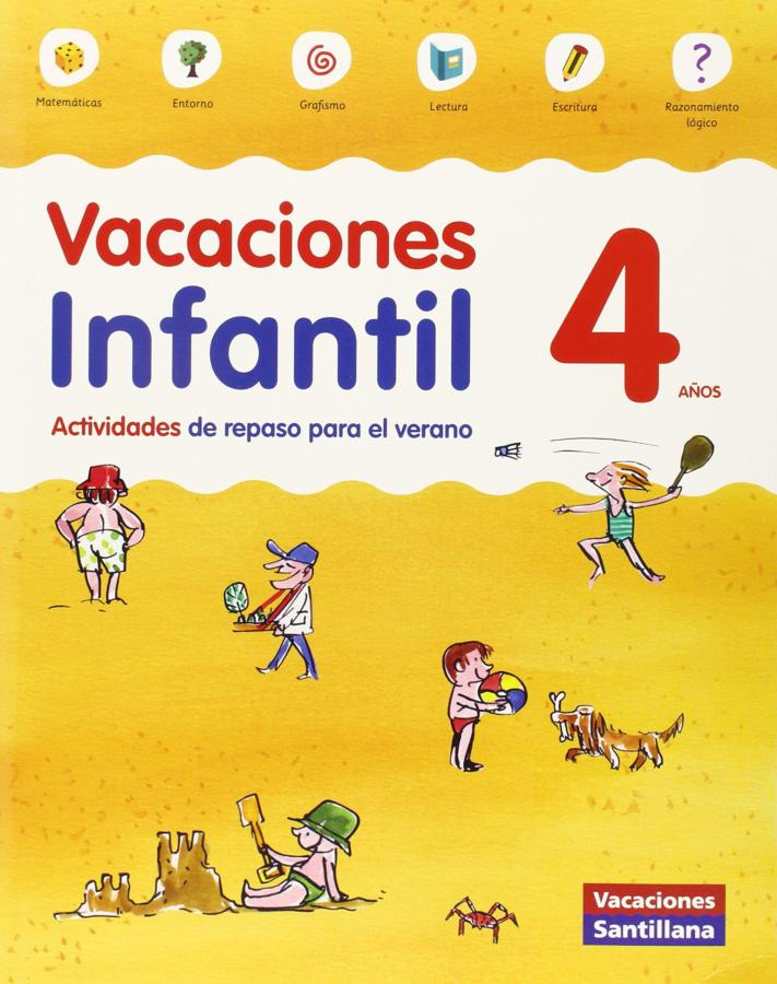 Vacaciones Infantil 4 años 9788468087559 2 santillana. cuaderno de actividades repaso para