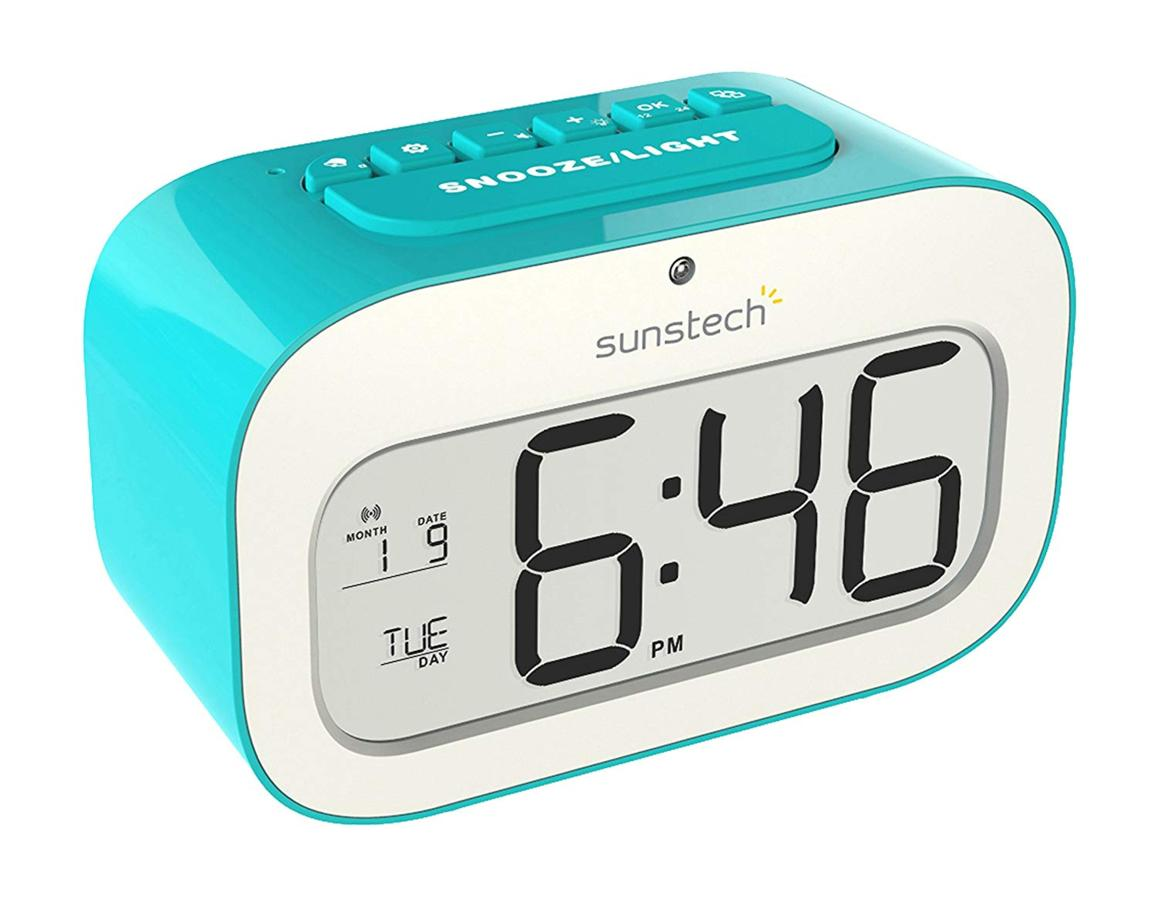 Despertador - Sunstech CKD 30 BL, azul, doble alarma, día de la semana