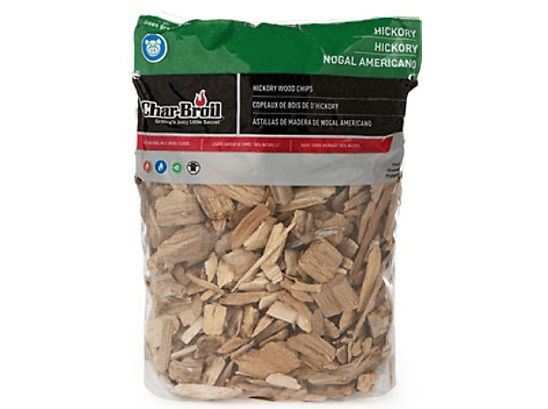 Virutas De Ahumar charbroil bolsa 1kg que contiene madera hickory