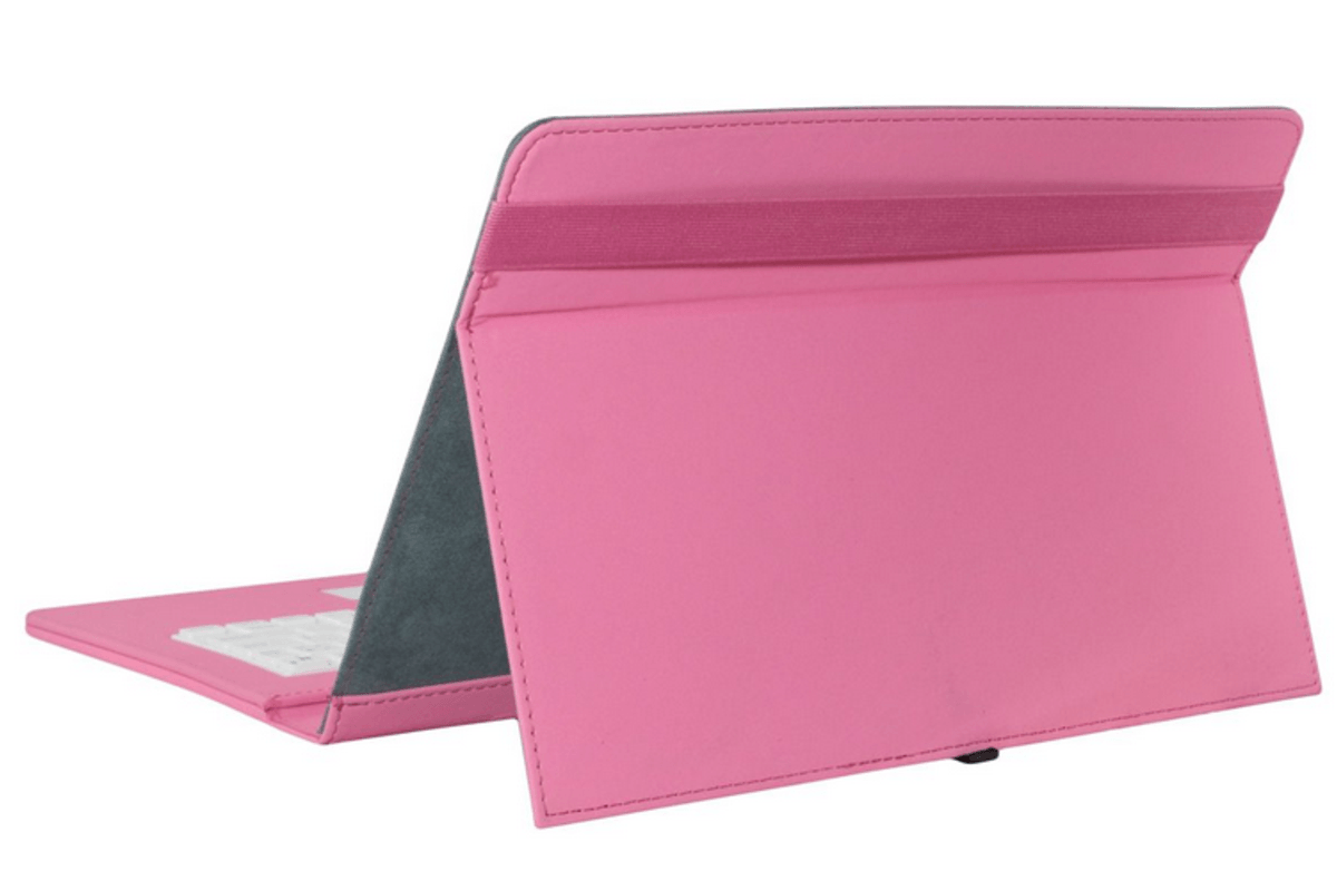 Funda para tablet de 9,7 a 10,1 pulgadas - E-vitta KeyTab USB Touchpad, rosa y blanca, con teclado