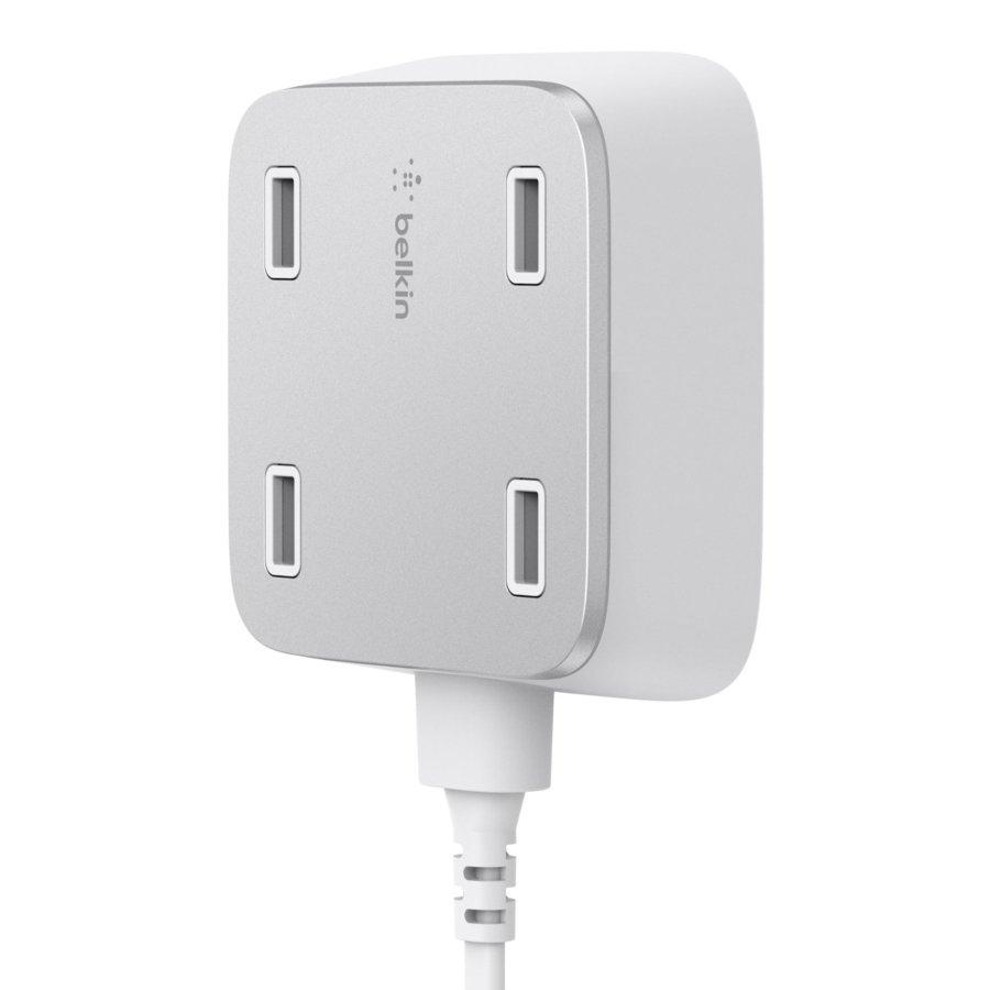 Cargador USB múltiple - Belkin Rockstar, 4 puertos USB, 5.4 amperios, blanco
