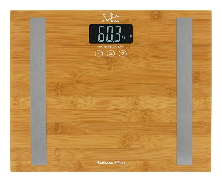 Jata 577 De baño peso 180 kg pantalla lcd hogar analizador corporal y bascula con visor superficie bambu fitness