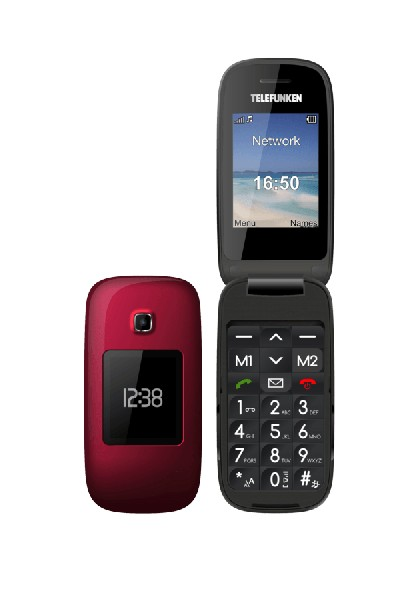 Móvil - Telefunken TM260 Cosi rojo, con manos libres y teclas grandes