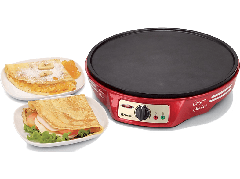 Crepera - Ariete 183 Crepes Maker Party Time, 1000 W, Antiadherente, Diseño retro