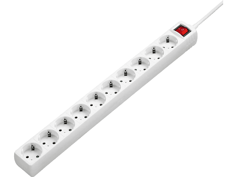 Regleta - Hama 137234 HOME REGLETA 10 TOMAS SCHUKO+, Cable 3m, 3680 W, Blanco