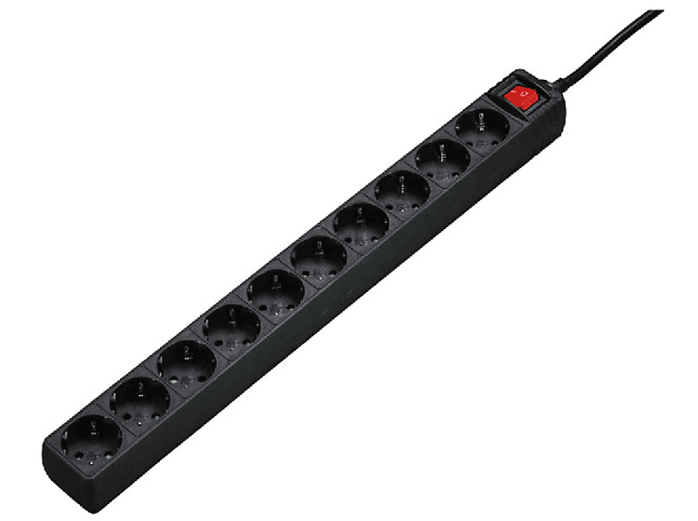 Regleta - Hama 137254 HOME REGLETA 10 TOMAS SHUKO+I, Cable 3m, 3680 W, Negro
