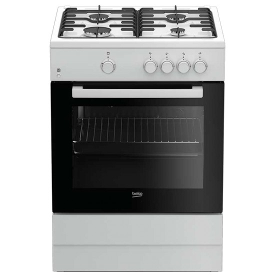 Cocina - Beko FSG62000DWL, Encimera Gas Butano (opc G. Natural), 4 quemadores, Horno Eléctrico/Gas, 64 l, Blanco