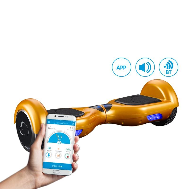 Hoverboard - Woxter SG27-025 SMARTGYRO X2, Altavoces estéreo, Bluetooth, Luces LEDS, Dorado