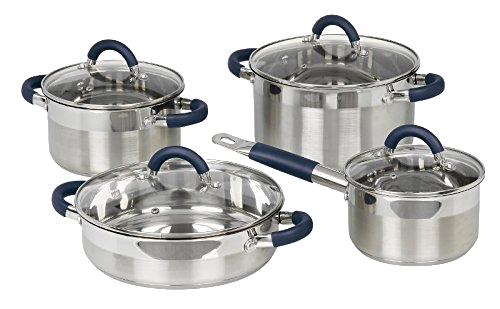 De Cocina Jata bc8 hogar acero inoxidable 24 cm 8 unidades bateria mod piezas set ollas 4 con tapas vidrio