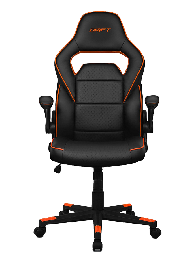 Silla gaming - Drift DR75, abatible 15º, Reposabrazos regulable, Negro y naranja