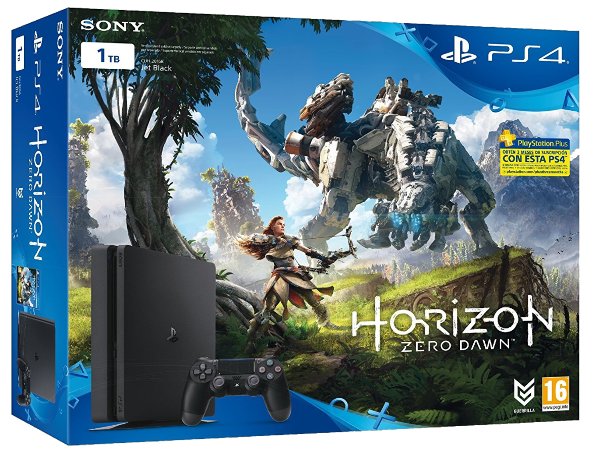 Consola - Sony PS4 SLIM Negra 1 TB +  Horizon Zero Dawn