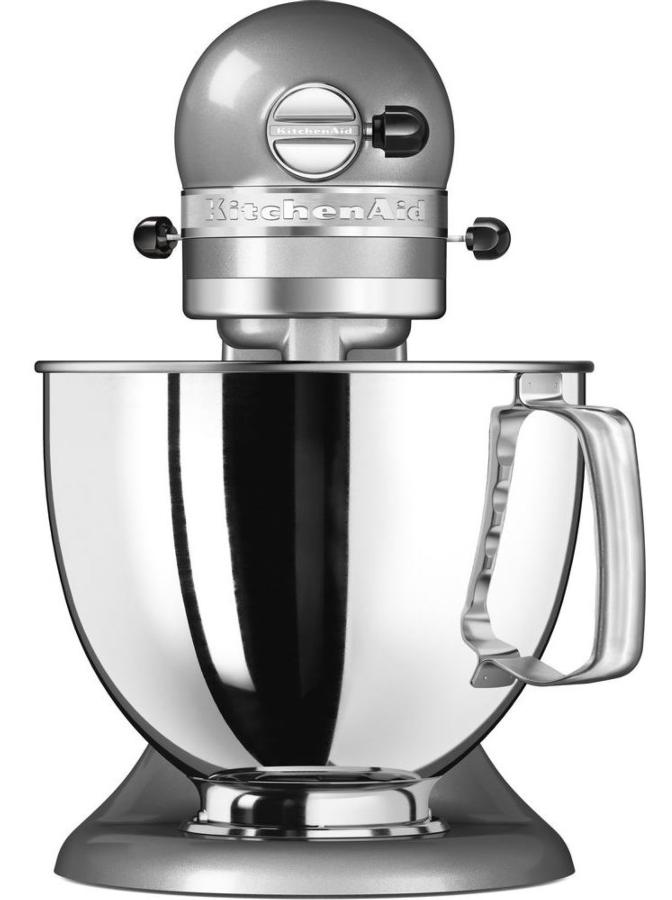 Robot de cocina - KitchenAid 5KSM125ECU Artisan, 300 W, Bol 4.8 L, Acción planetaria, Plateado