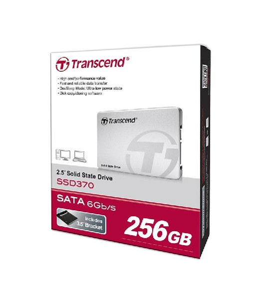 Disco duro SSD 256 GB - Transcend 370S, Interno, 2.5", SATA III, Plata