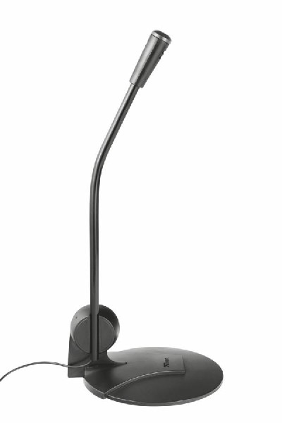 Sobremesa Trust Primo 21674 pc microphone negro cable 180 cm jack 35 mm ajustable soporte adhesivo plug and play para ordenador mac microfono de escritorio angulo 1.80m 3.5mm