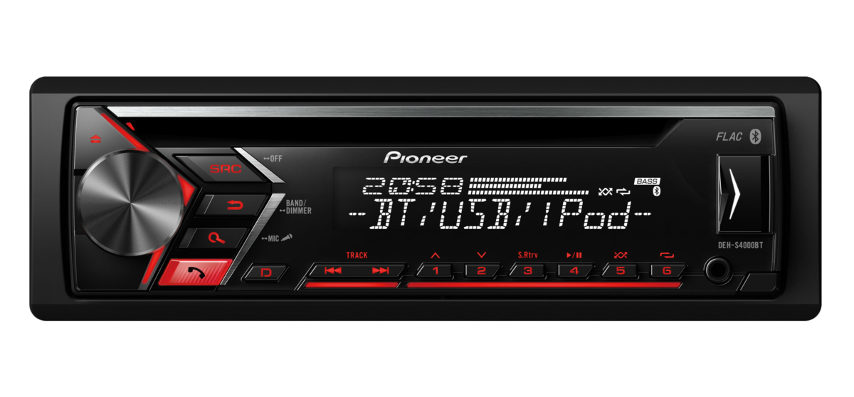 Autorradio - Pioneer DEH-S4000BT, 4x50W, Bluetooth, CD, Radio FM, USB, Aux