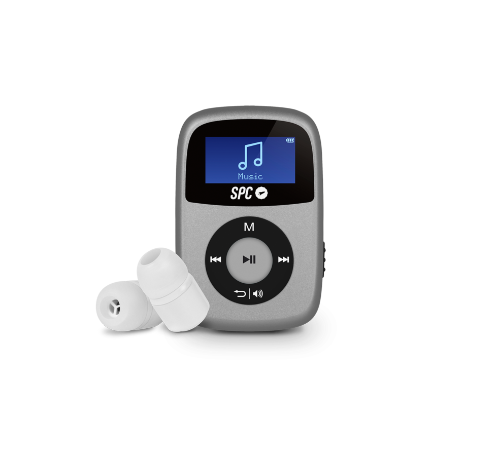 Reproductor MP3 - SPC Blackbird, 4GB, 12 h Autonomía, MicroSD, Radio FM, Plateado