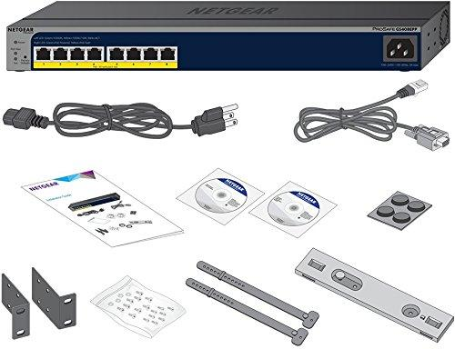 Switch de red - Netgear GS408EPP, Gestionado, L3, Gigabit Ethernet (10/100/1000), PoE, 1U, Negro