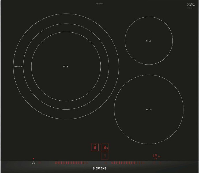 Placa Siemens Eh675ldc1e 60.2 cm negro 3 fuegos zonas 60cm 60 3zonas 32cm aros fryingsensor iq300 32cm. 60cm. 32 induccion