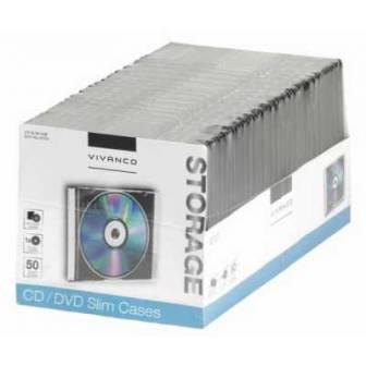 Caja  CD - Vivanco, 50 unidades, slim, negro